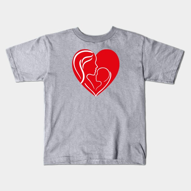 Mom, child and heart Kids T-Shirt by grafart